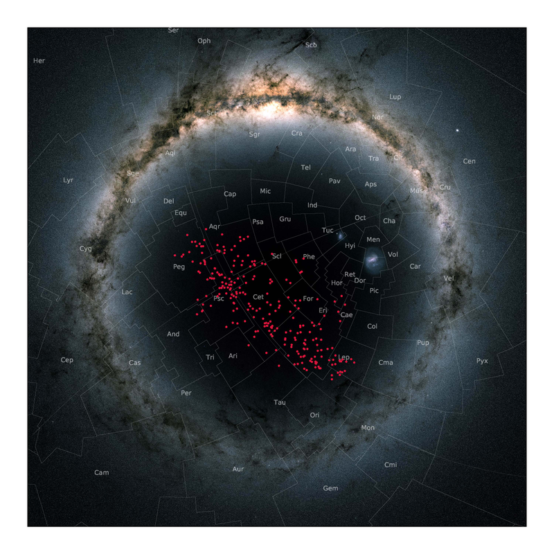 The stellar stream superimposed onto a map of the Milky Way.